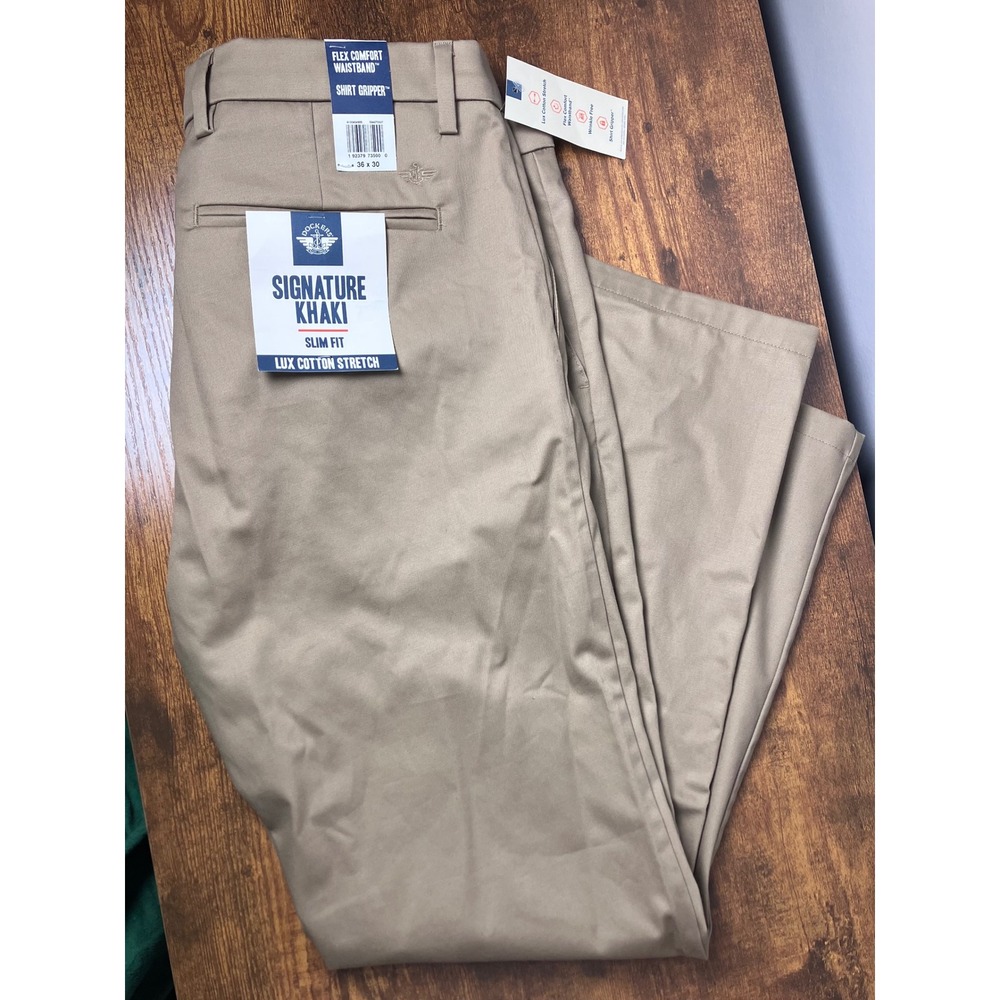 Dockers Signature Khaki Slim Fit Lux Cotton Stretch Pants Tan 36x30